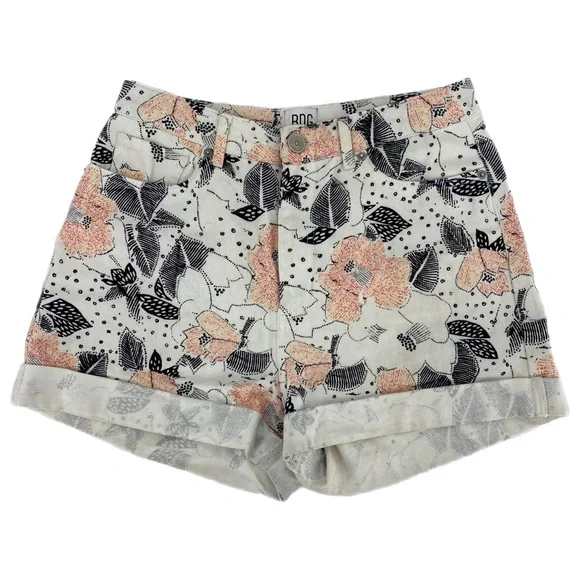 BDG Floral Patterned Mom Style Denim Shorts - Picture 1 of 6